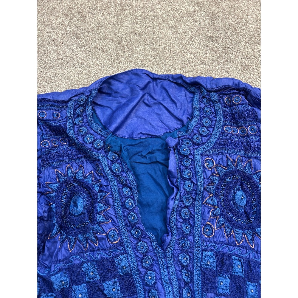 South Asian Kameez Long Kurti Tunic Women S Blue Excellent Embroidered - Picture 6 of 10